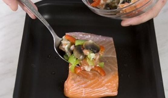 форель с грибной начинкой