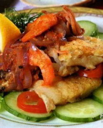 Рецепт камбалы, запеченной с соусом из морепродуктов