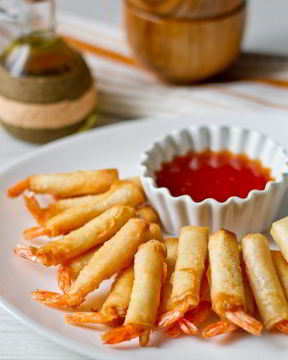 Креветки с имбирем в тесте фило