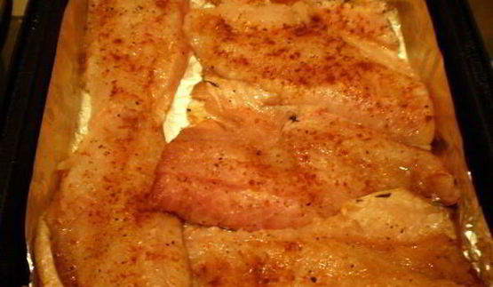 морской окунь под орехово-горчичной корочкой