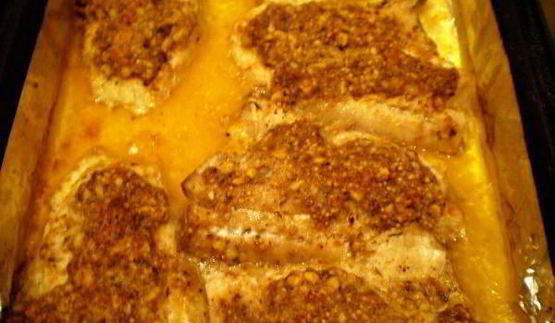 морской окунь под орехово-горчичной корочкой