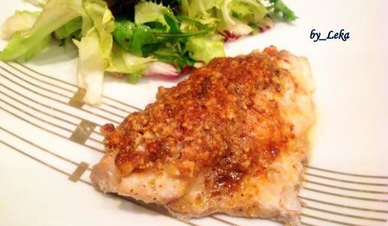 морской окунь под орехово-горчичной корочкой