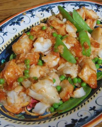 Рецепт палтуса с зеленым горошком в ананасовом соусе