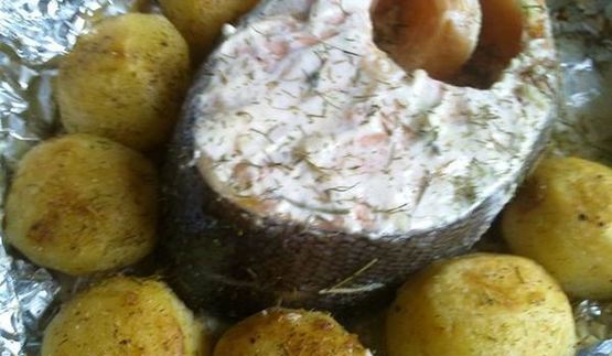 запеченная форель в кефирном маринаде