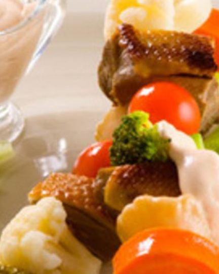 Рецепт шашлычков из утки с овощами