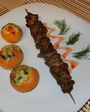 Шашлычок с запечеными фаршированными репками