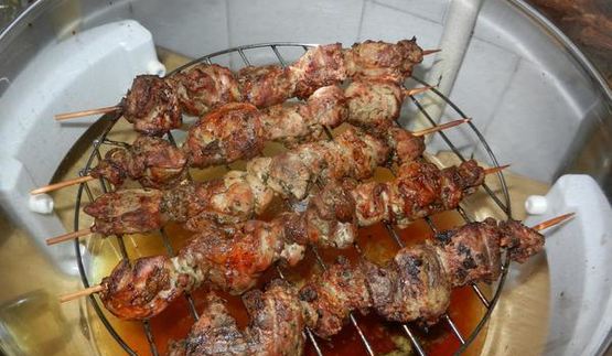 шашлычок с запечеными фаршированными репками