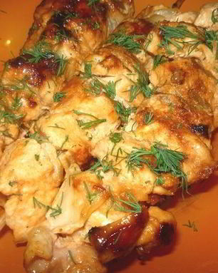 Шашлык из курицы на сковороде