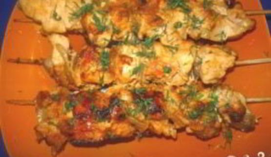 шашлык из курицы на сковороде