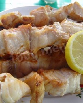 Шашлык из рыбы, белуги