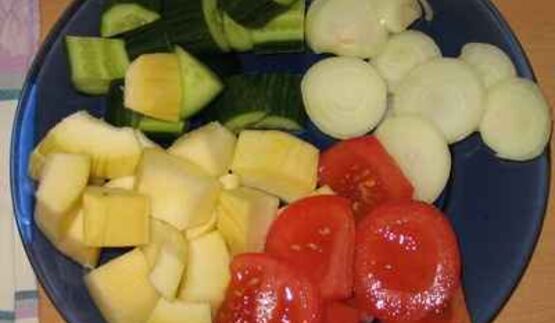 шашлык с овощами в духовке