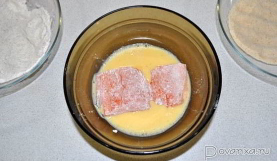 шницель из семги, лосося, форели