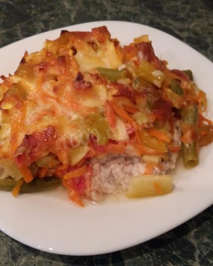 Рецепт куриного стейка в духовке с овощами