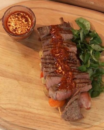 Рецепт микса-стейка с овощным шашлычком