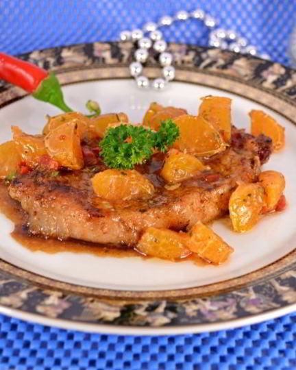 Рецепт острых свиных стейков с мандариново-медовым соусом