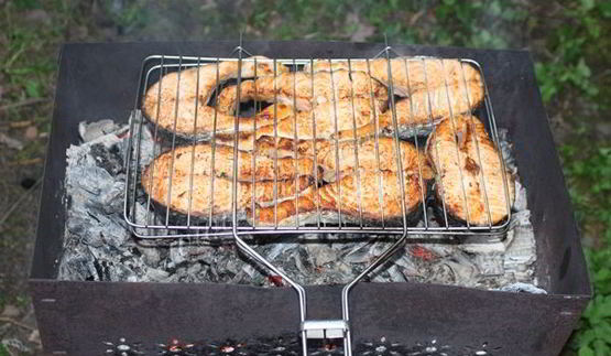 стейки из семги на углях