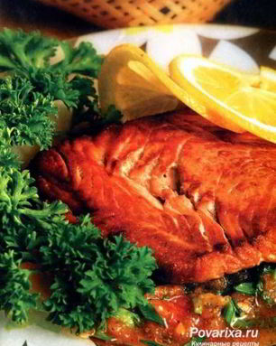 Стейки лосося на гриле