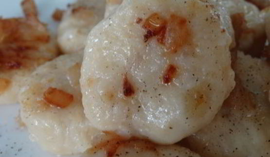 ленивые вареники из картошки со шкварками