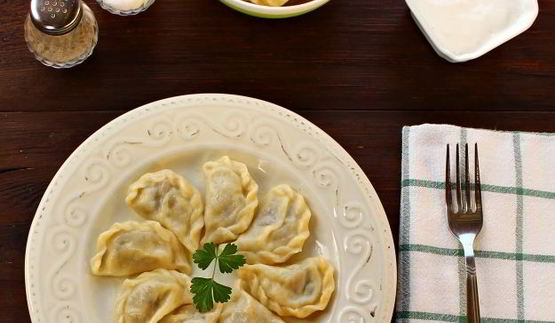 вареники с картошкой и лесными грибами