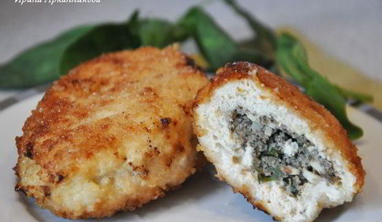 куриные зразы с грибами и базиликом