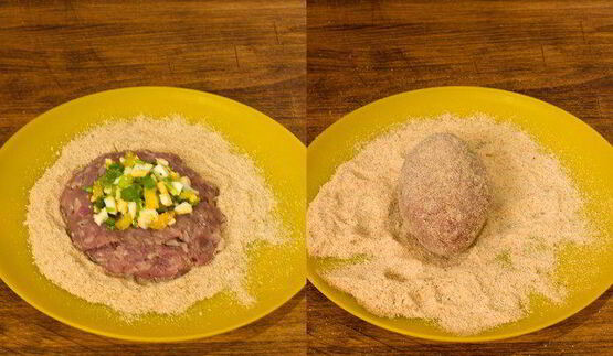 рисово-мясные зразы с чечевичным гарниром