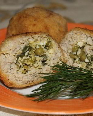 Зразы с зеленым горошком и зеленью