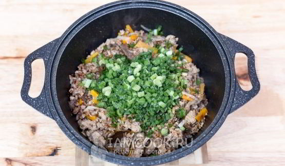 гречка с фаршем и грибами