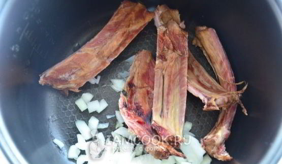 гречка с копчеными ребрышками