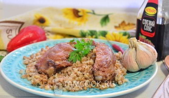 гречка с копчеными ребрышками