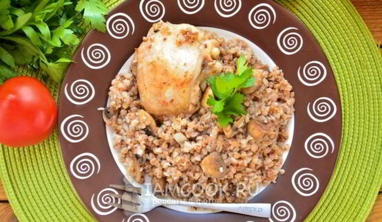 гречка с курицей и грибами