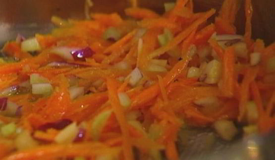 гречка с овощами, козьим сыром и белым вином