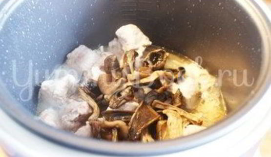 гречневая каша с мясом и грибами в мультиварке