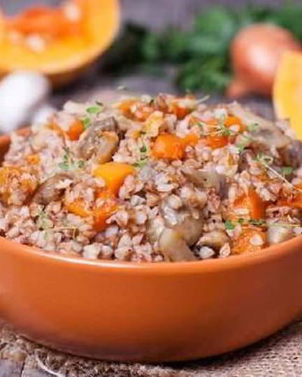 Рецепт гречневой каши с тыквой и грибами