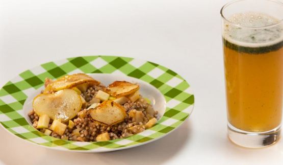 каша из зеленой гречи с яблоком и тархун