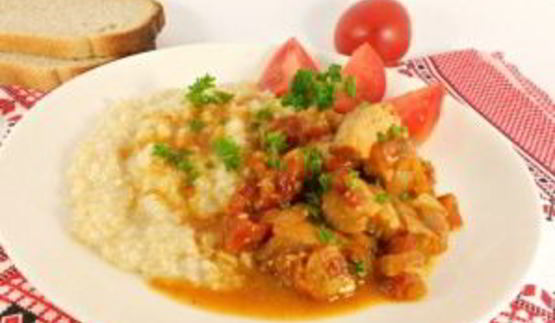 каша пшеничная со свининой