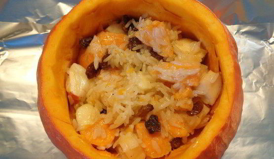 каша в тыковке веселый хэллоуин