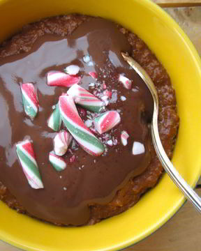 Овсяная каша с шоколадным пудингом и мятной карамелью