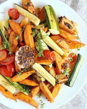 Батат с цуккини в соусе из кленового сиропа