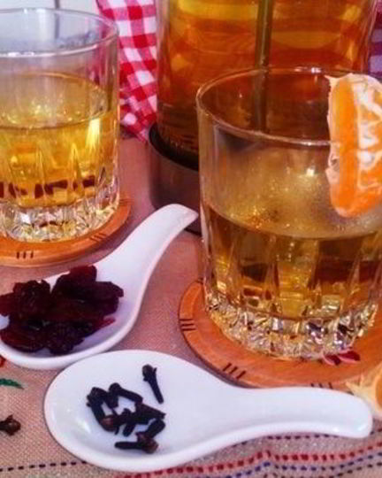 Рецепт согревающего бруснично-мандариновый чай