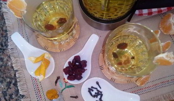 согревающий бруснично-мандариновый чай