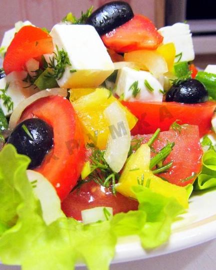Рецепт греческого салата с фетаксой и помидорами без майонеза
