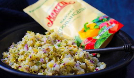 картофельный салат с белой рыбой