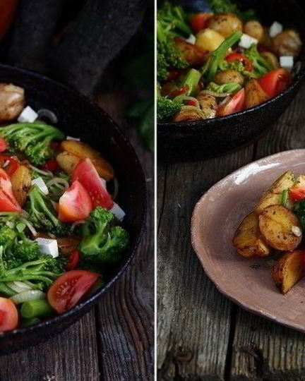 Рецепт картофельного салата с брокколи, томатами и сыром фета