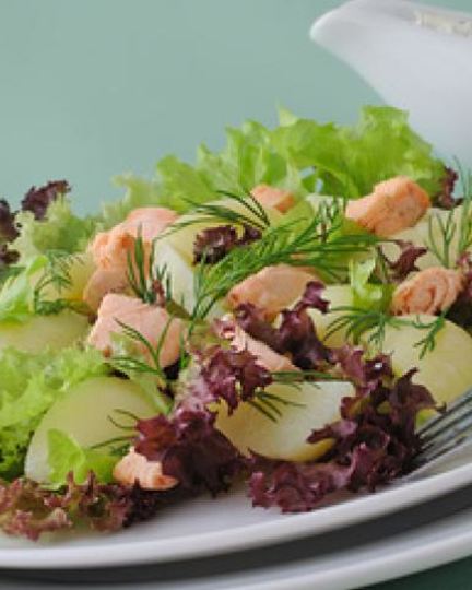 Рецепт картофельного салата с семгой