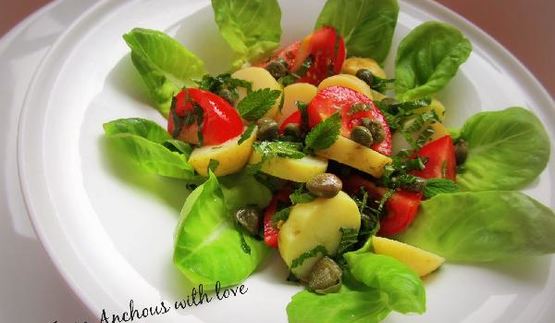 салат из молодого картофеля с каперсами и мятой