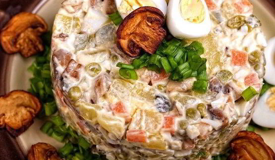 оливье с грибами
