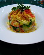 Оливье с креветками и картофелем пай