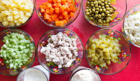 оливье с курицей