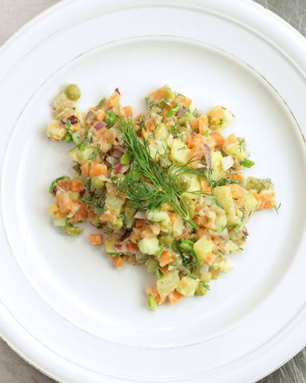 Рецепт оливье с лососем