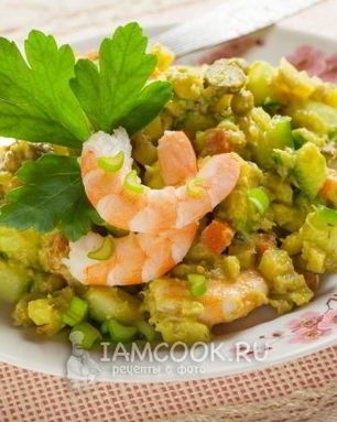 Постный Оливье с креветками